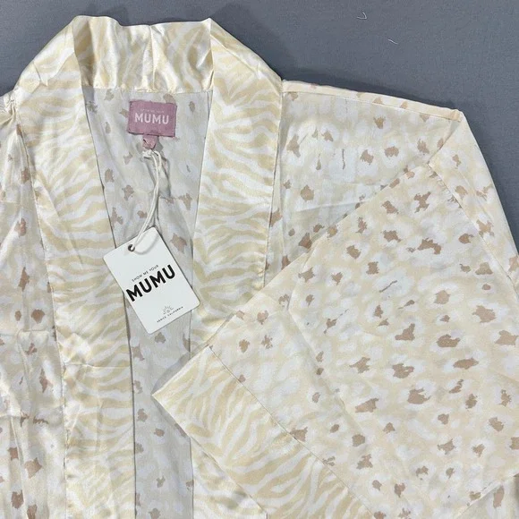 NEW Mumu x Curateur Leopard Silky Robe One Size NWT$128 Animal Print Bath Lounge - Picture 3 of 13